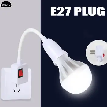테이블용 LED 전구, E27 소켓 램프 베이스, 거치대 어댑터 컨버터, 스위치 EU 영국 플러그, 에너지 절약 램프, 1PC, 220V, 10A