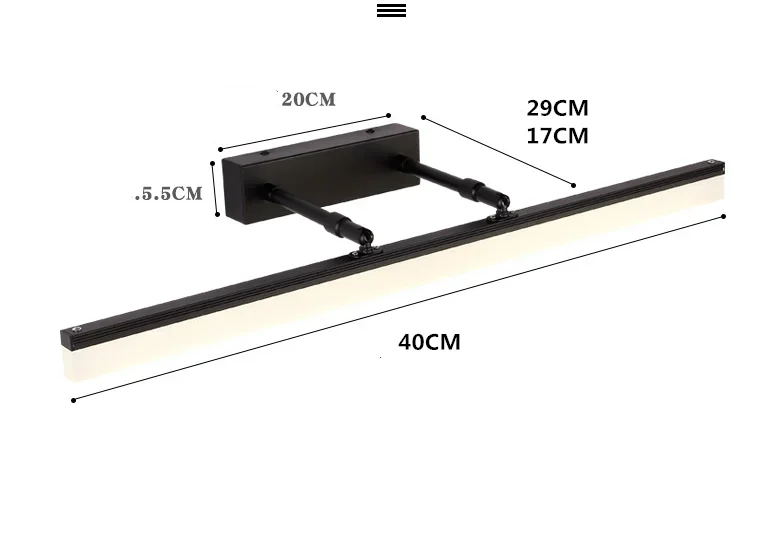 LED Mirror Light 40cm 12W AC90-240V Waterproof Modern Cosmetic Acrylic Wall Lamp For Bathroom Mirror Lamp Light sconce lamp