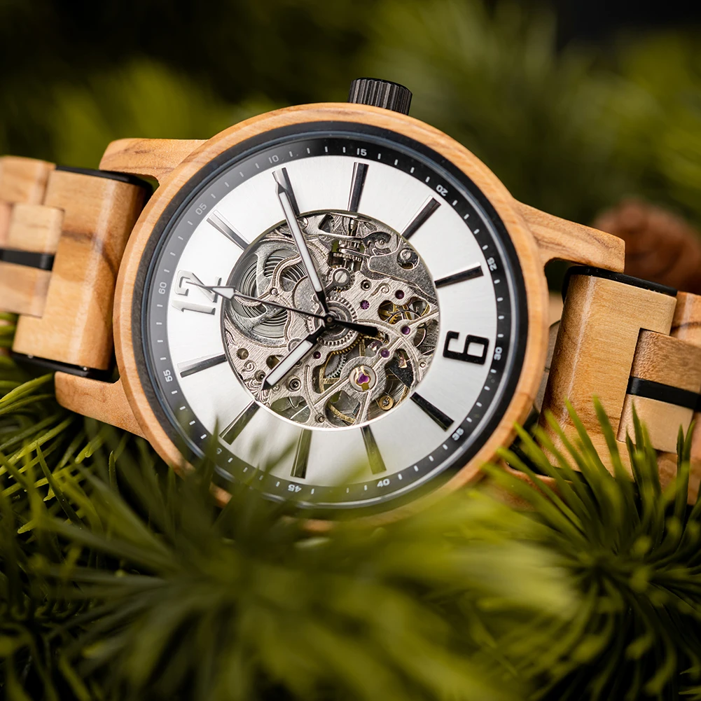 Automatic Mechanical Watch BOBO BIRD Wooden Men New Top Luxury Wristwatch Fashion Luminous Clock Custom Logo SupportDropshipping