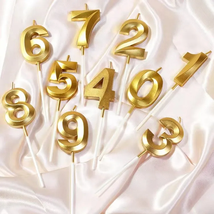 1pc-Birthday Candle Golden Number 0-9 Smoke Free