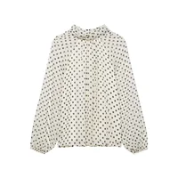 Chemise à manches longues à pois pour femmes, mode printemps automne, chemise à nœud à lacets, chemise élégante pour femme, chemises de rue 6