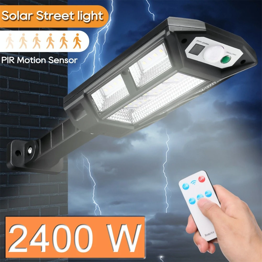 2400w Led Solar Flood Light With Remote Control 3 Lighting Modes Motion Sensor Outdoor Security Street Lamp Courtyard Lights