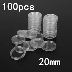 Transparent Round Coin Holder Capsules - 100 Pack Coin Storage Containers & Collection Supplies (20mm)