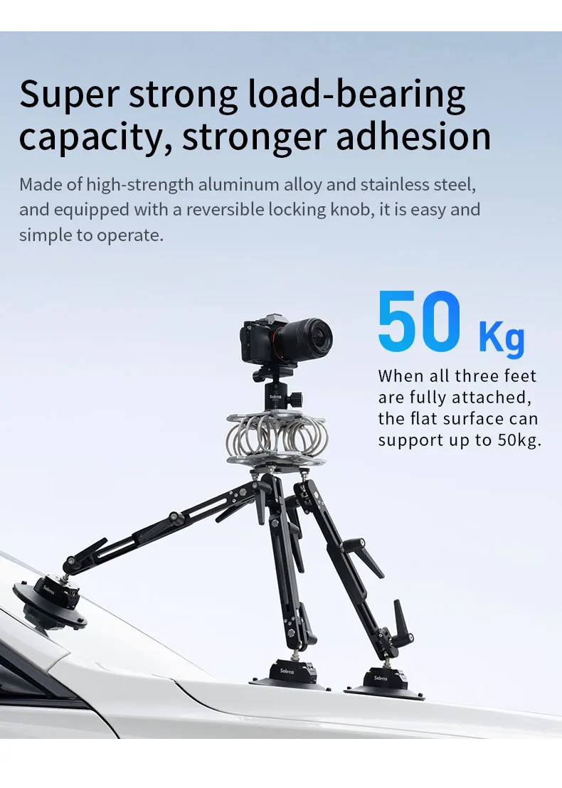 KAIKOURA Electronic Suction Cup Car Mounting with 2000mAh Battery & Telescopic A