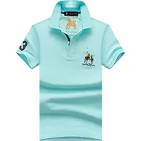 Polo d'été hommes coton décontracté broderie Polo t-shirt solide à manches courtes revers bouton chemise affaires créateur de mode mâle 1