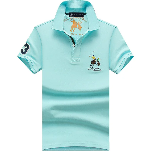 Polo d'été hommes coton décontracté broderie Polo t-shirt solide à manches courtes revers bouton chemise affaires créateur de mode mâle 1