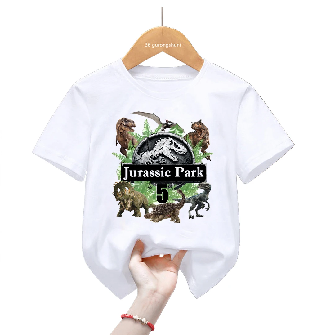 Note Your Name New Hot Movie Jurassic Park Birthday Gift 1-10th Tshirt Funny Dinosaur T-Shirts Boys tshirts Kids Clothes tops 4