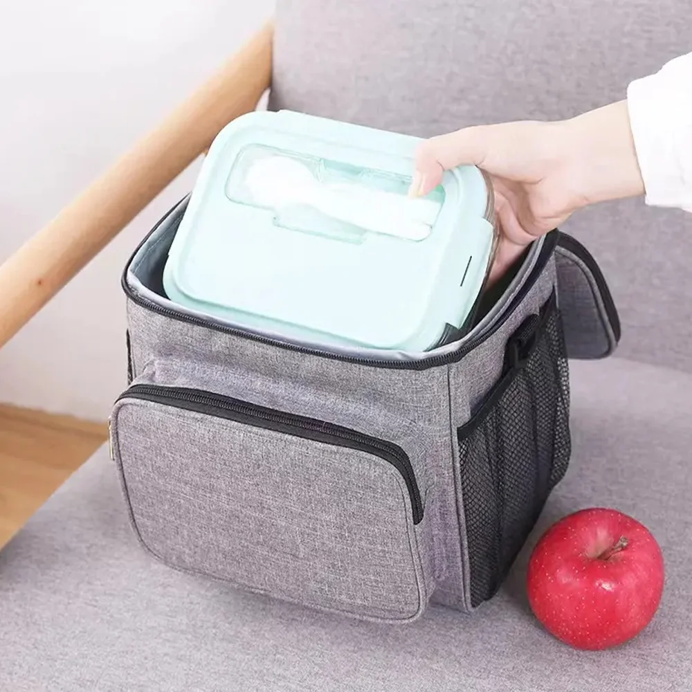 New Large Capacity Portable Food Storage Handbag with Oblique Shoulder Insulation Lunch Bag Samurai Series Printing Pattern