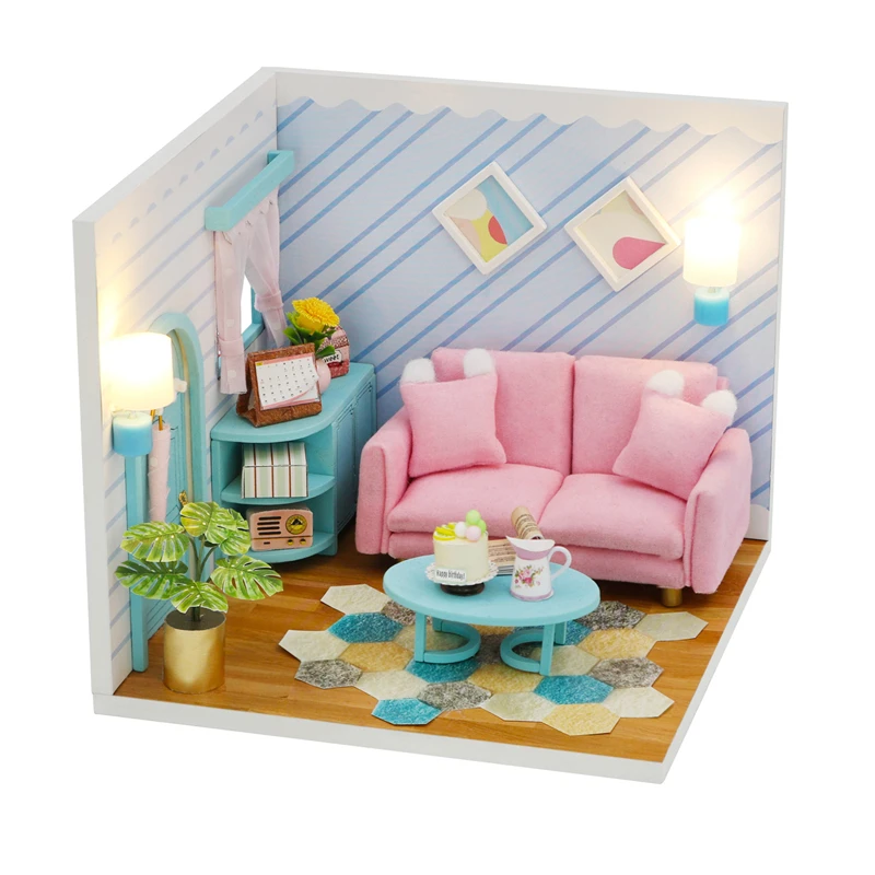 New DIY Mini Rabb Town Casa case per bambole in legno