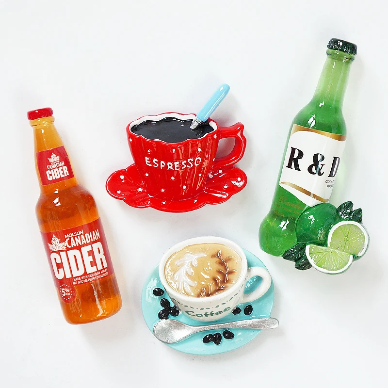 

Креативная Скандинавская версия для коктейльного послеобеденного чая, 3D стереоскопическая резиновая наклейка на холодильник