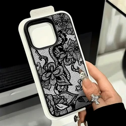 Elegant Lace Textured TPU Phone Case with Lychee Pattern - iPhone 15 Plus (3)