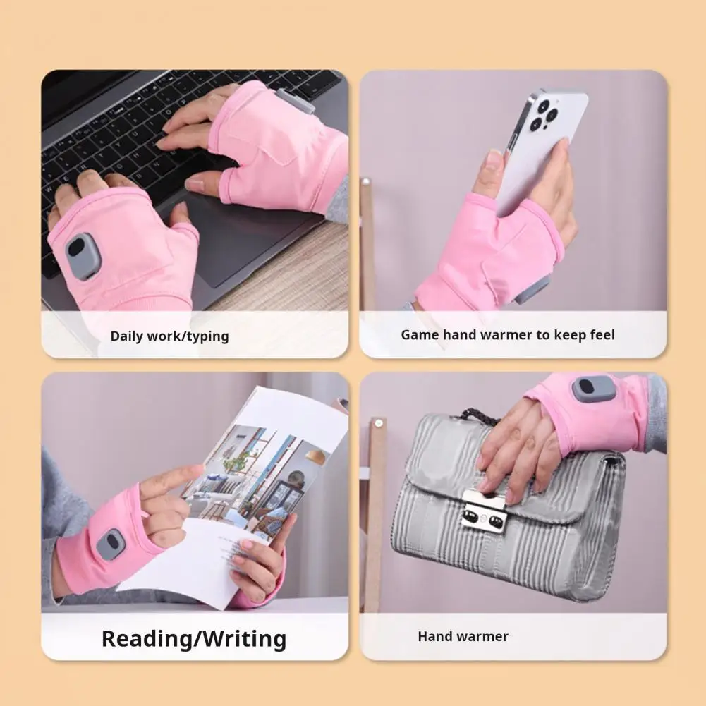 Electric Gloves Adjustable Rechargeable Electric Riding Gloves for Fast Sustained Warmth Fingerless Solid Color Flexible