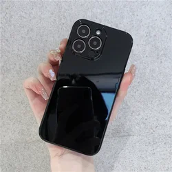Luxury Ultra Thin Silicone Soft Case - Solid White & Black TPU Bumper Design - 14 Pro Max (Black)