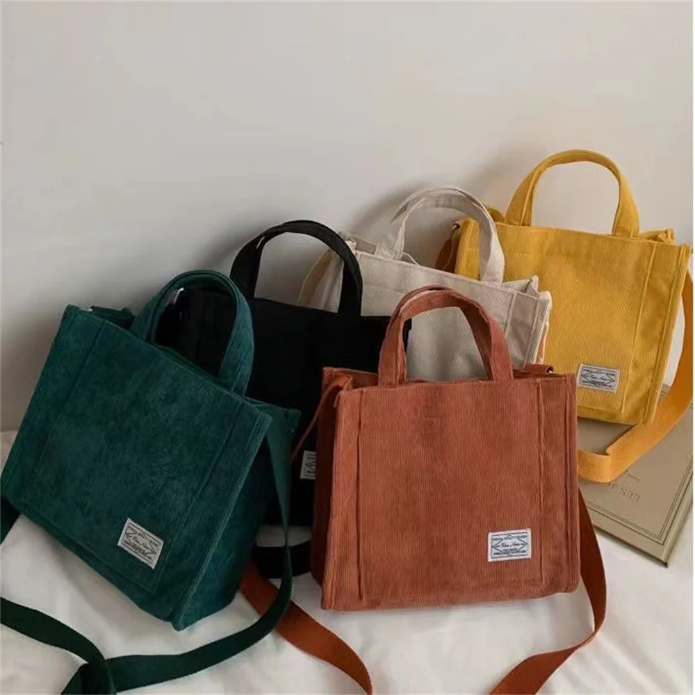 

Women Mini Corduroy Zipper Shoulder Bags Small Cotton Canvas Handbag Casual Tote Female Eco Crossbody Bag Vintage Messenger Bags