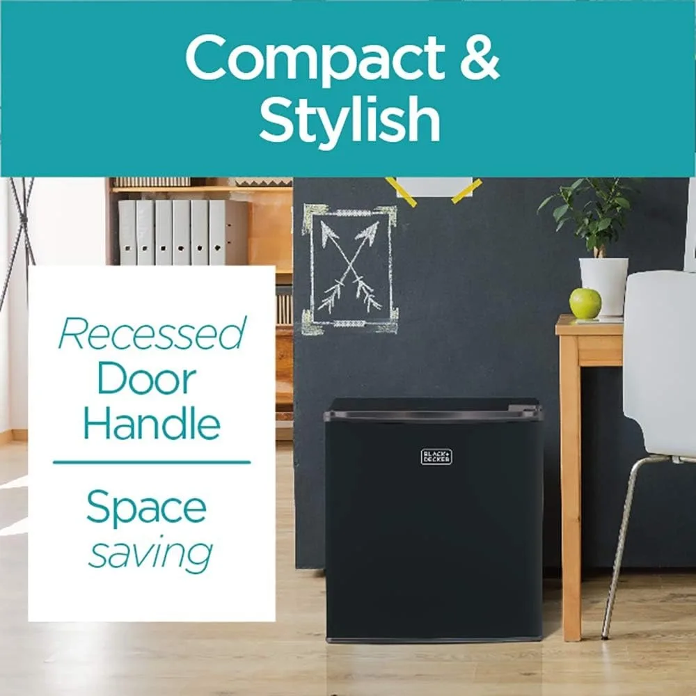 BCRK17B Compact Refrigerator Energy Star Single Door Mini Fridge with Freezer, 1.7 Cubic Feet, Black