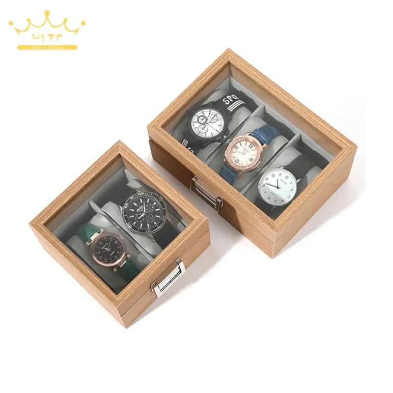 

Jewelry Watch Storage Box with Cover Dustproof Pear Wood Grain with Pillow Watch Collection Box Hand Jewelry Display Box