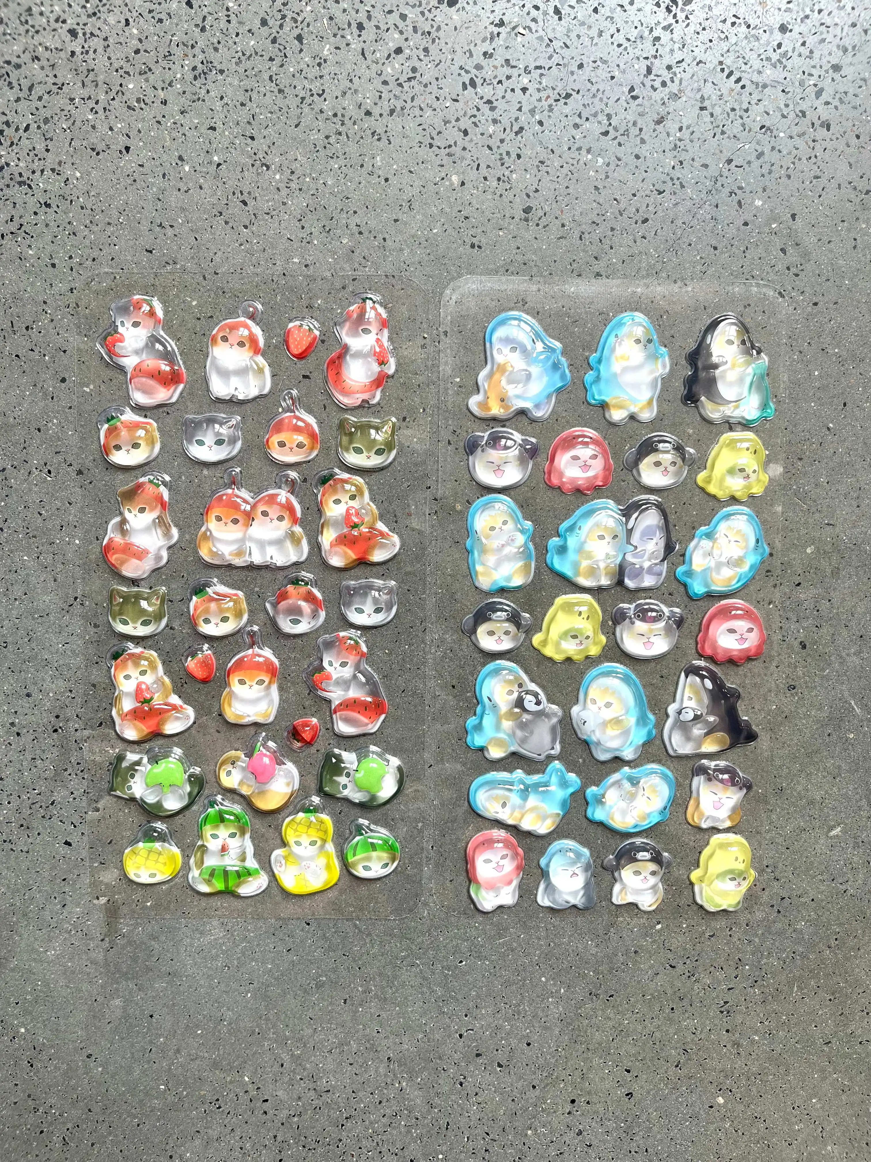 투명 크리스탈 에폭시 3D 고양이 스티커 귀여운 과일 디자인 퍼피 데칼 (스크랩북, 앨범, 휴대폰, 어린이 문구, 장)