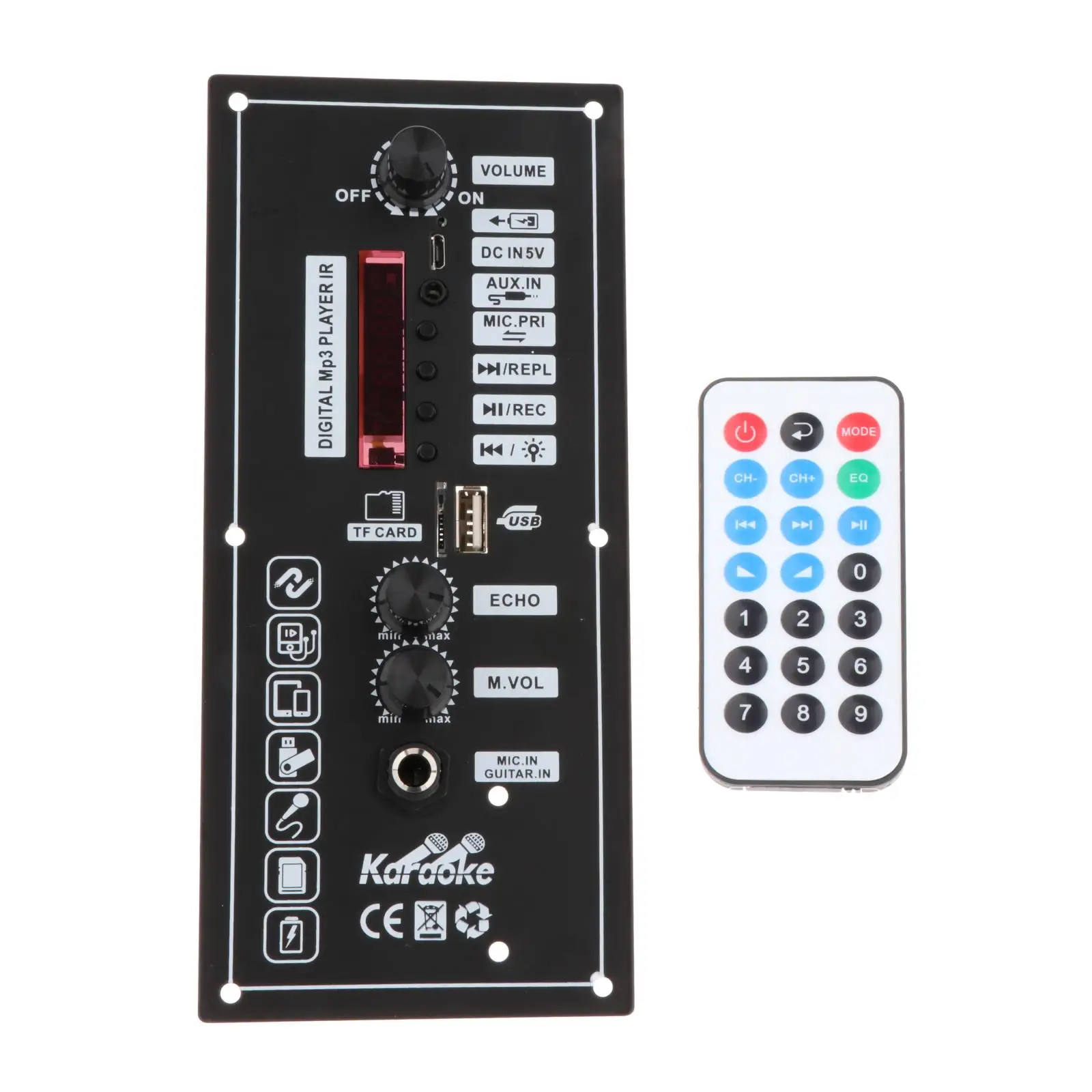 블루투스 5.0 MP3 증폭기 보드 전원 지원 MP3 USB AV TF FM 원격 제어 자동차 음악 무손실 중저음 사운드 라디오 모듈