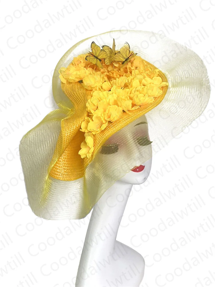 Fascinator con accessori per capelli da sposa chiffon fiore rosso - Italia