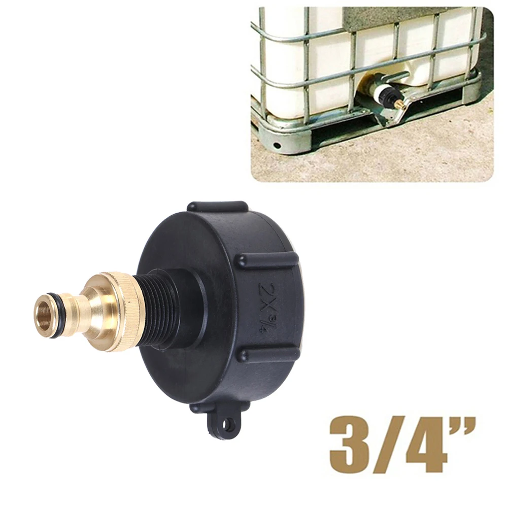 

IBC Tank Valve Upgrade Thick S60X6 Threaded Cap and 60mm Female Connector with 3/4 Brass Outlet for Water Storage