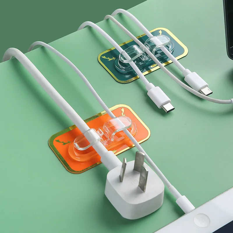 

4Pcs Cable Clips Organizer Self-Adhesive Drop Wire Holder Cord Management Tidy Fixed Clamp Wire Cable Desktop Organization