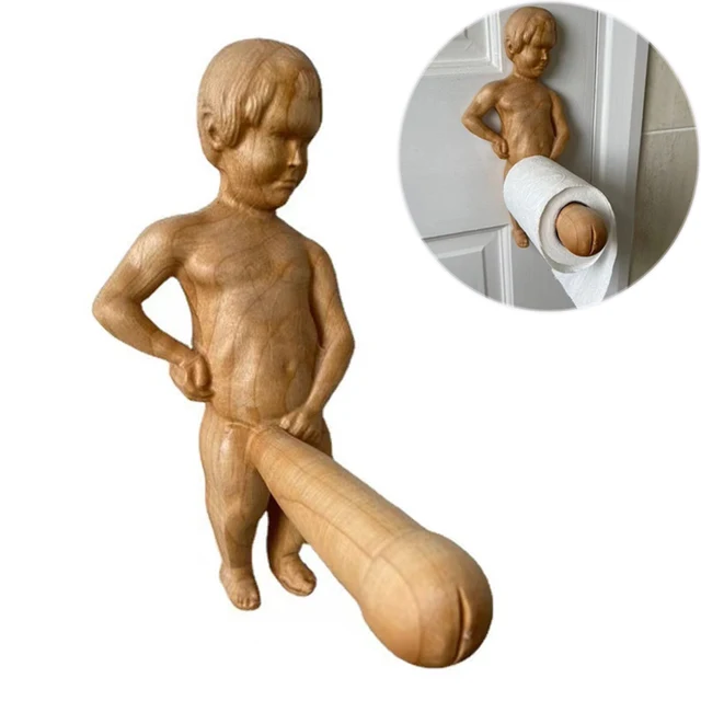 Funny Wooden Penis Toilet Paper Holder 1