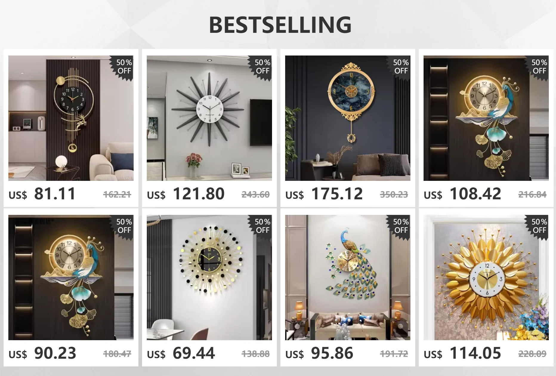 Description Picture 2 of itemGlass Gold Wall Clock Nordic Design Luxury Bedroom Wall Clock Unique Quiet Reloj De Pared Para Sala Furniture Decoration