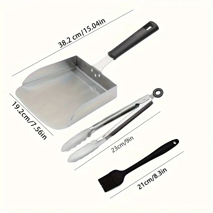 1pc, Large Smash Burger Spatula, Stainless Steel Griddle Food Mover, BBQ Grill Food Shovel Scraper Scoop For Fried