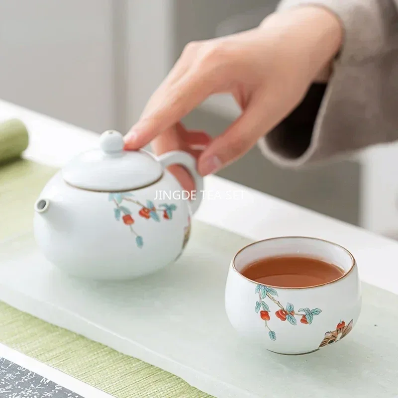 Chinese Ru Kiln Ceramic Teacup Travel Meditation Cup Handmade Cute Cat Pattern Tea Bowl Personal Pu'er Master Cup Tea Set 100ml