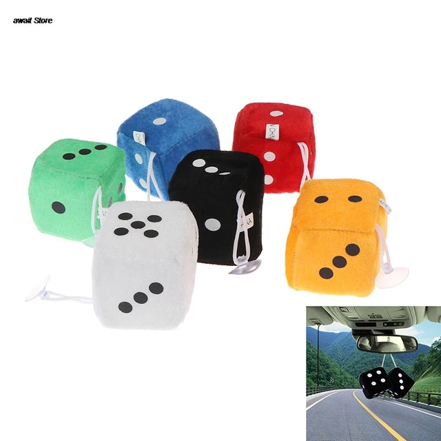 1 Pair Fuzzy Dice Dots Rear View Mirror Hanger Decoration Car