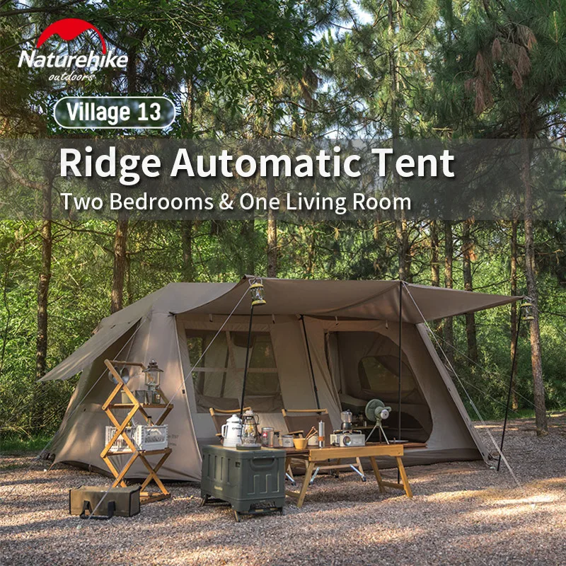 

Naturehike Camping 13㎡ Village13-Ridge Automatic Tent With Lamp Strip Breathable 4 Halls PU2000mm Glamping Outdoor Travel Tent