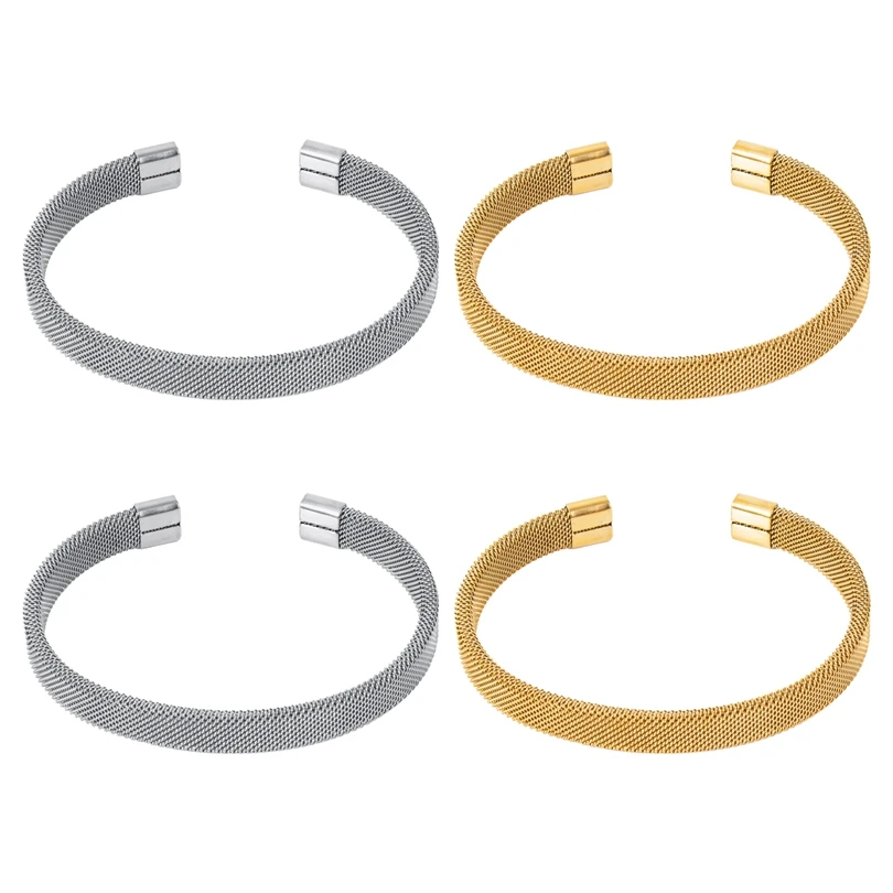 1/2Pcs Stainless Steel Women Irregular Textured Open Cuff Bangle Bamboo Leaves Ear Of Wheat Hammered Chunky Men Bracelet Jewelry 3