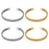 1/2Pcs Stainless Steel Women Irregular Textured Open Cuff Bangle Bamboo Leaves Ear Of Wheat Hammered Chunky Men Bracelet Jewelry 3