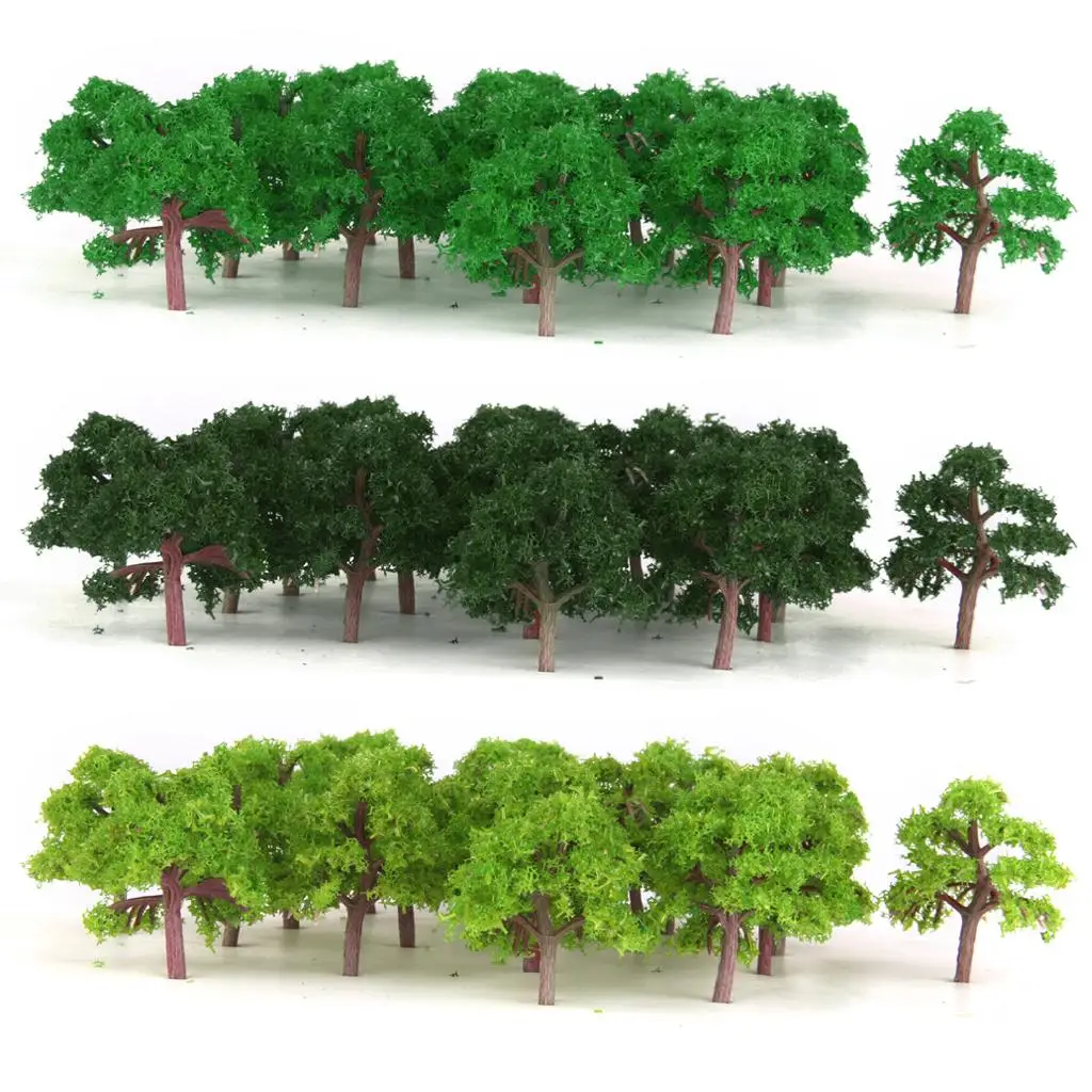 25 Pieces 1/300 Dark Green Tree Model Toy Layout Train Roadway