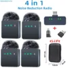 Pink 1 In 4 Wireless Lavalier Microphone Noise Reduction With Windproof Cap Mute Recording Function Portable Audio Video Live