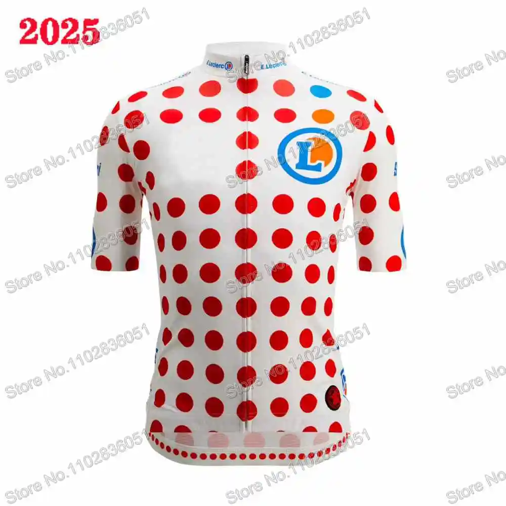 2025 France Tour Team Polka Dot Cycling Jersey Short Sleeve Summer TDF Clothing Road Bike Shirt Bicycle Top MTB Sports Wear Ropa