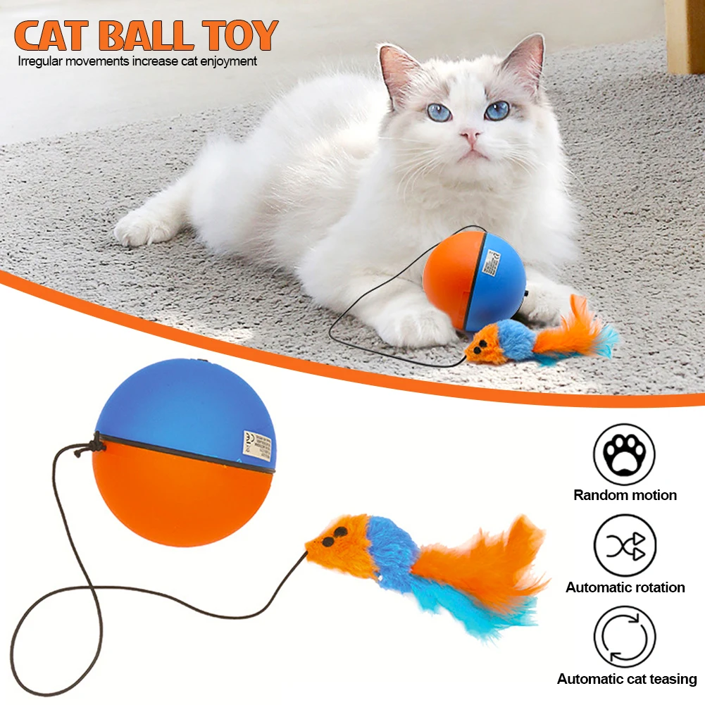 Cat Automatic Running Ball Mouse Toy Pet Electric Rolling Ball Cat Self Playing Simulation Mouse Toy Moving Sumulated Rat Toy