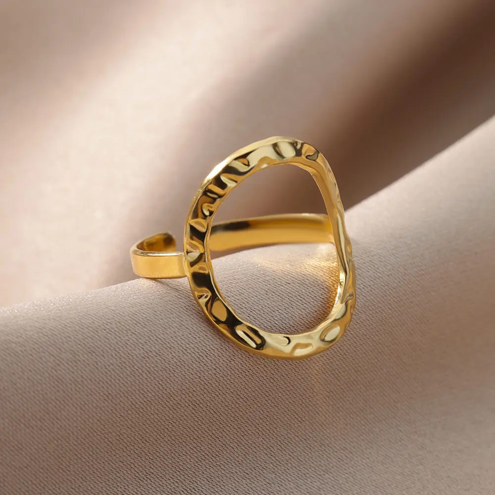 Hollow Rings Stainless Steel Gold Fashion