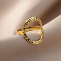 Irregular Hollow Opening Rings For Women Stainless Steel Gold Color Geometric Ring Fashion Simple Party Christmas Jewelry Gift - Image 3