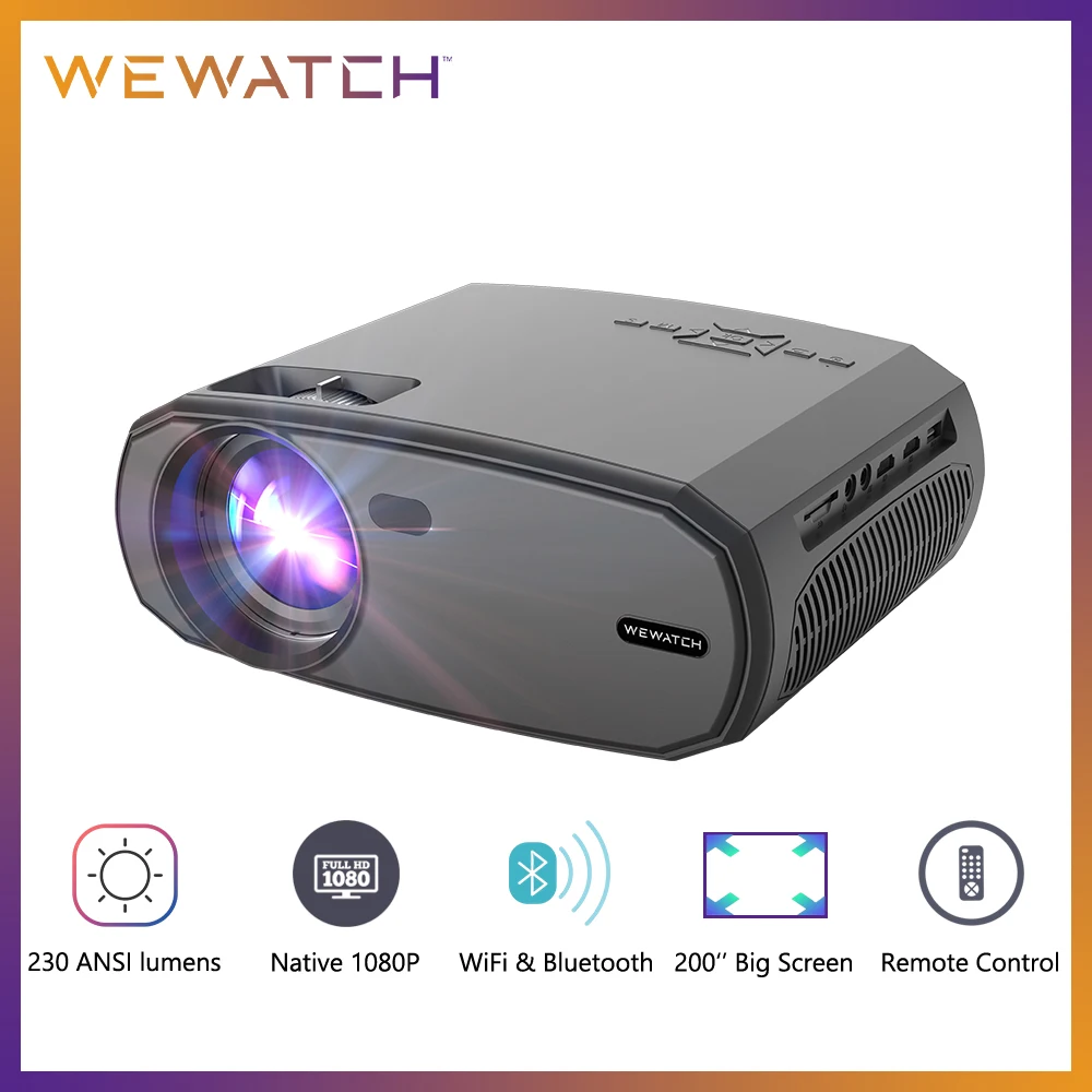 WEWATCH V50 Mini Projetor Inteligente HD Nativo 1080P WiFi Proyector 