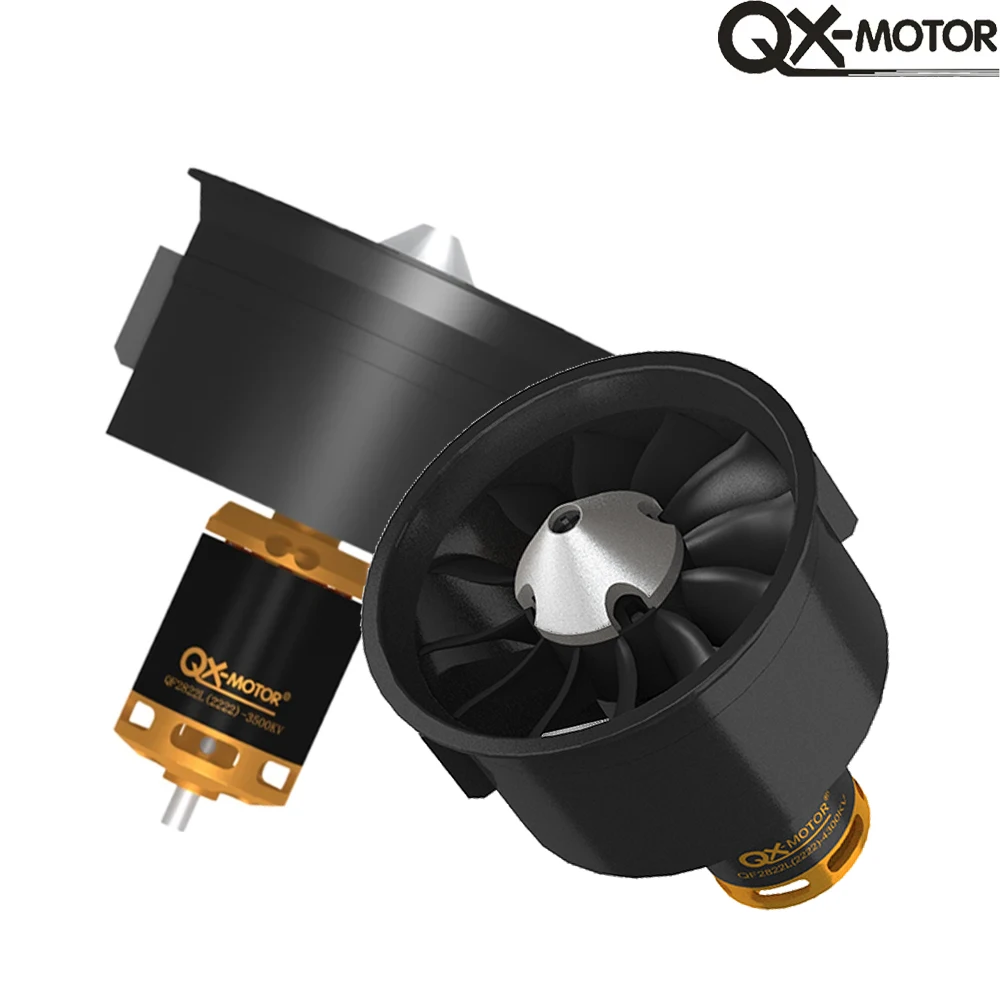 Фото Аксессуары для радиоуправляемых дронов QX-MOTOR DIY, детали 64 мм EDF 6S, бесщеточный двигатель, композитный корпус, 12 лопастей, воздуховод, вентилятор №5