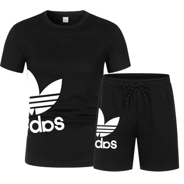 Ropa deportiva para hombre, traje de Fitness de verano, camiseta de manga  corta y pantalones cortos, estampado de secado rápido, - AliExpress