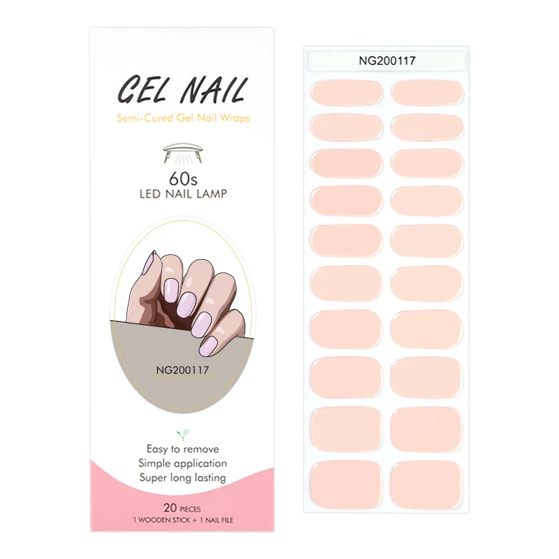 Premium Semi-Cured Nail Wraps Set - Waterproof, Long-Lasting Gel Nail Stickers