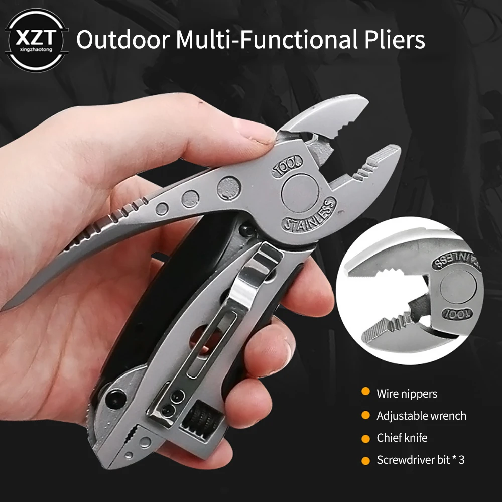 

Multitool Pliers Pocket Knife Screwdriver Set Kit Adjustable Wrench Jaw Spanner Repair Outdoor Camping Survival Combination Tool