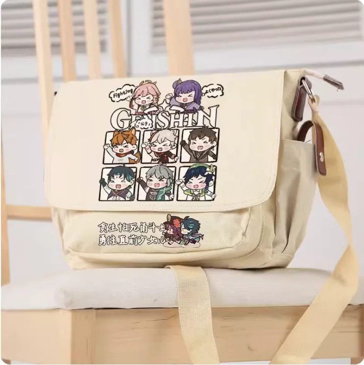 Anime Genshin Impact Yae Miko Venti Cosplay Casual Oxford Messenger Bag Schoolbag Shoulder Bag Student Teenage Gift B097