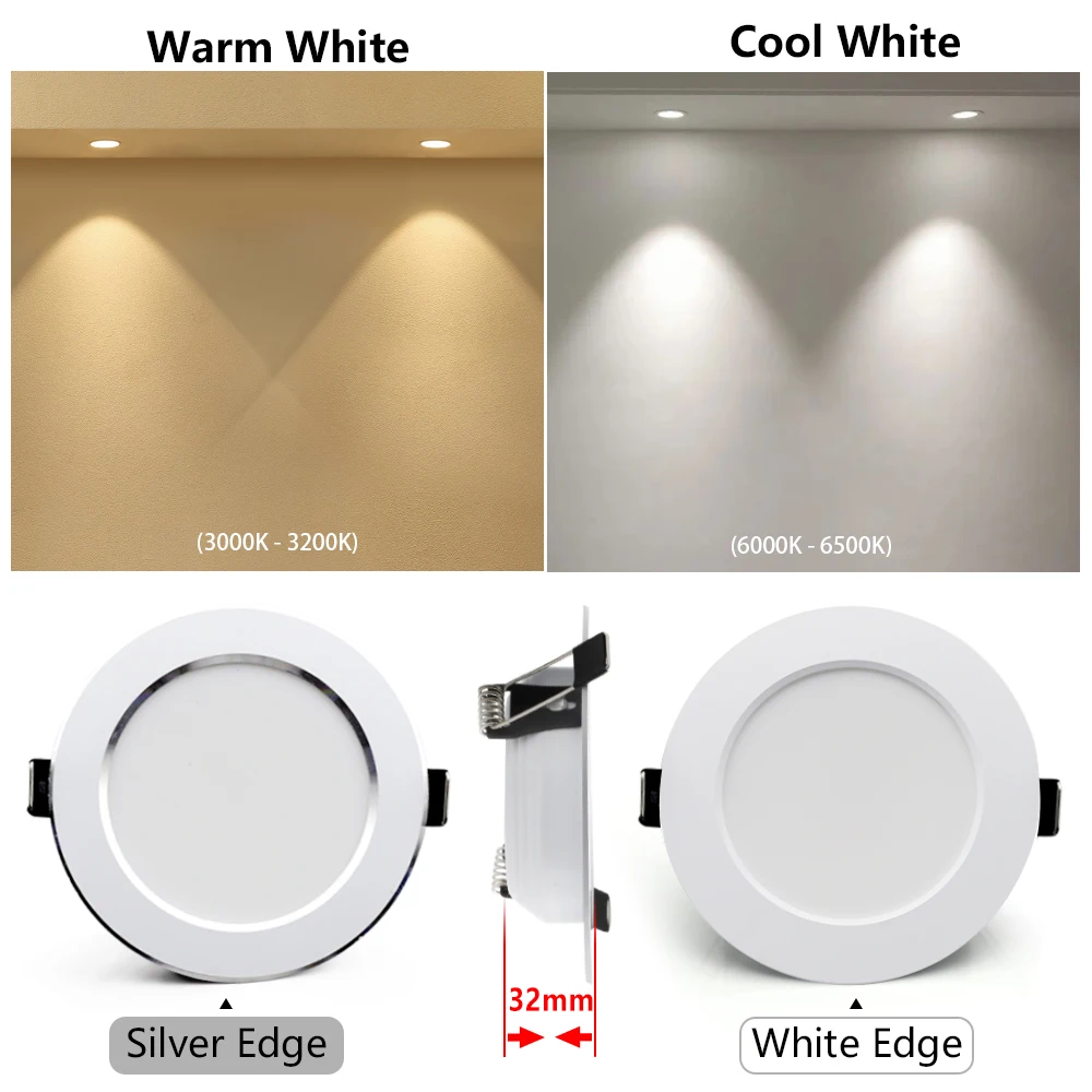 LED Downlight 10Pcs/Lot 220V Recessed Round Ceiling Bedroom Indoor Living Room Home Decor Lighting Spot Lamp