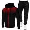 Fashion Print Tracksuit for Men Zipper Hooded Sweatshirt and Sweatpants Two Pieces Suits Male Casual Fitness Jogging Sports Sets 2