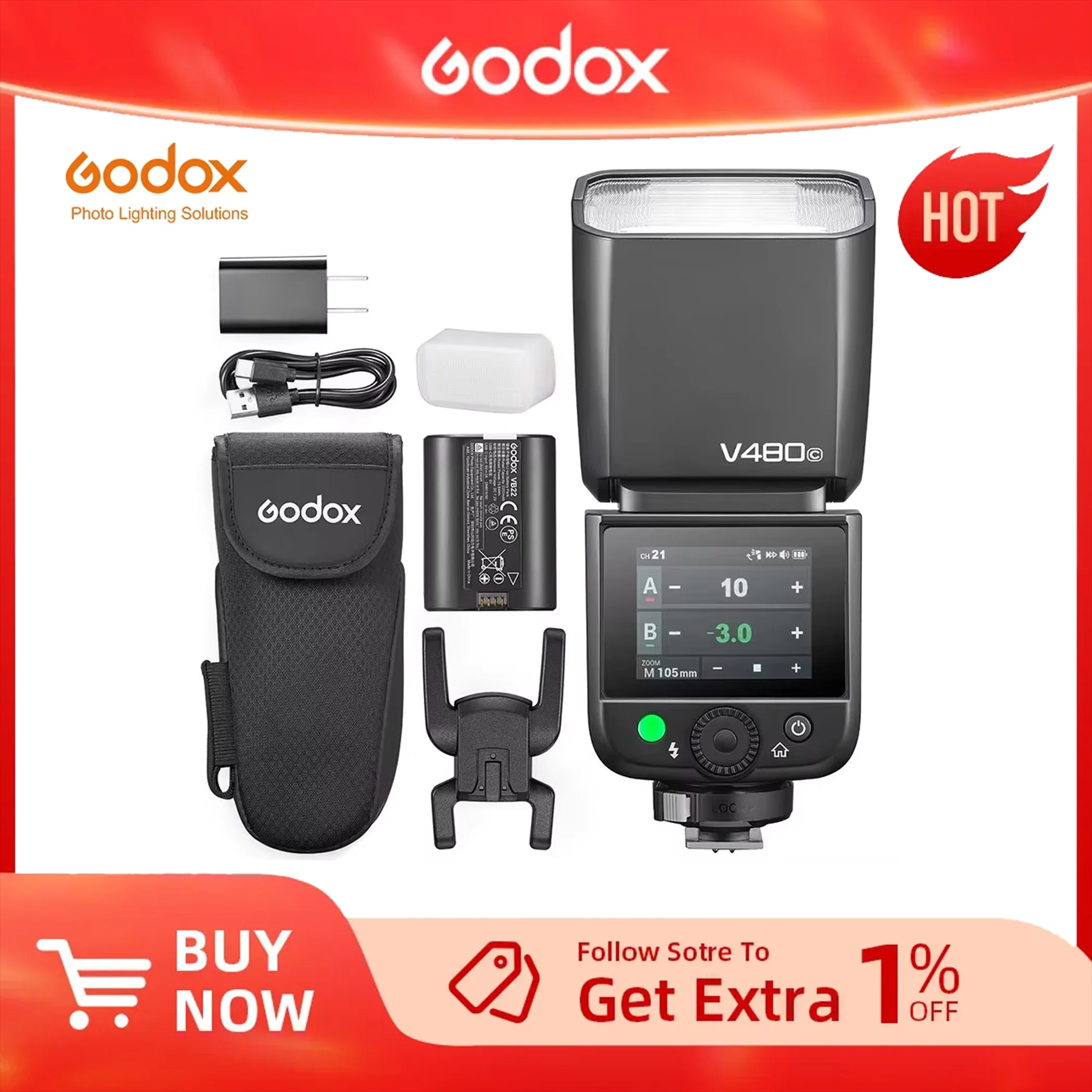 Flash Godox Ving V480 V480C V480N TTL para cámara Canon, Sony, Nikon, equivalente a V1PRO V860III TT520III