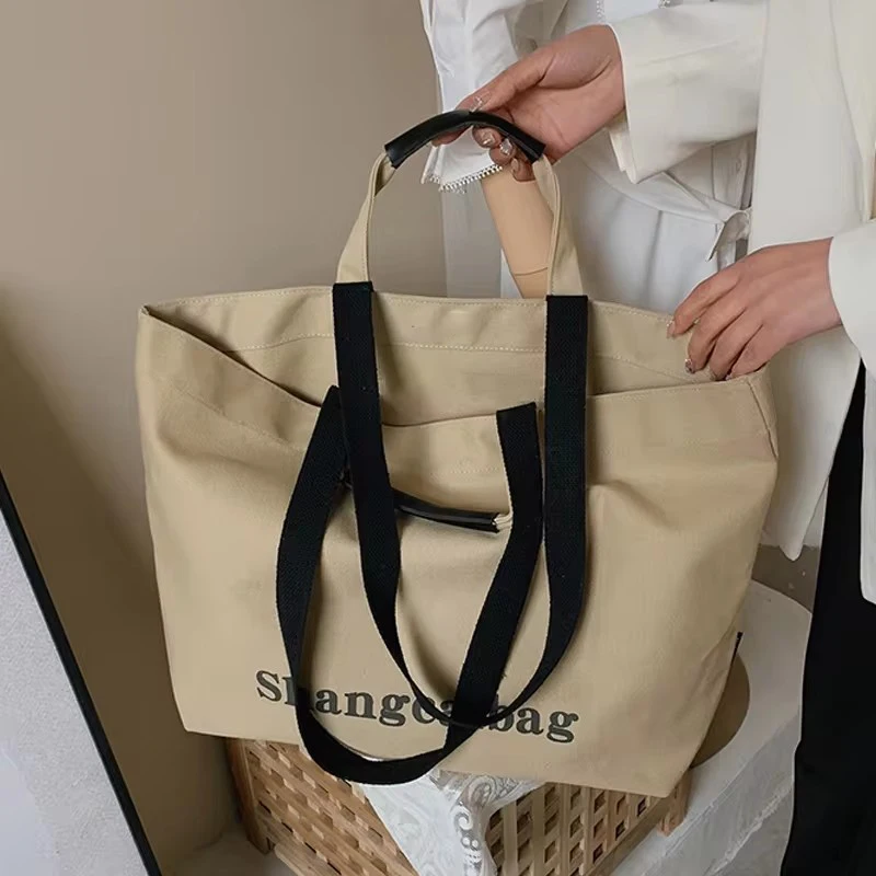100Pcs Custom Cotton Canvas Tote Bags Wholesale Reusable Eco-Friendly Large Capacity Beach Bags for Women