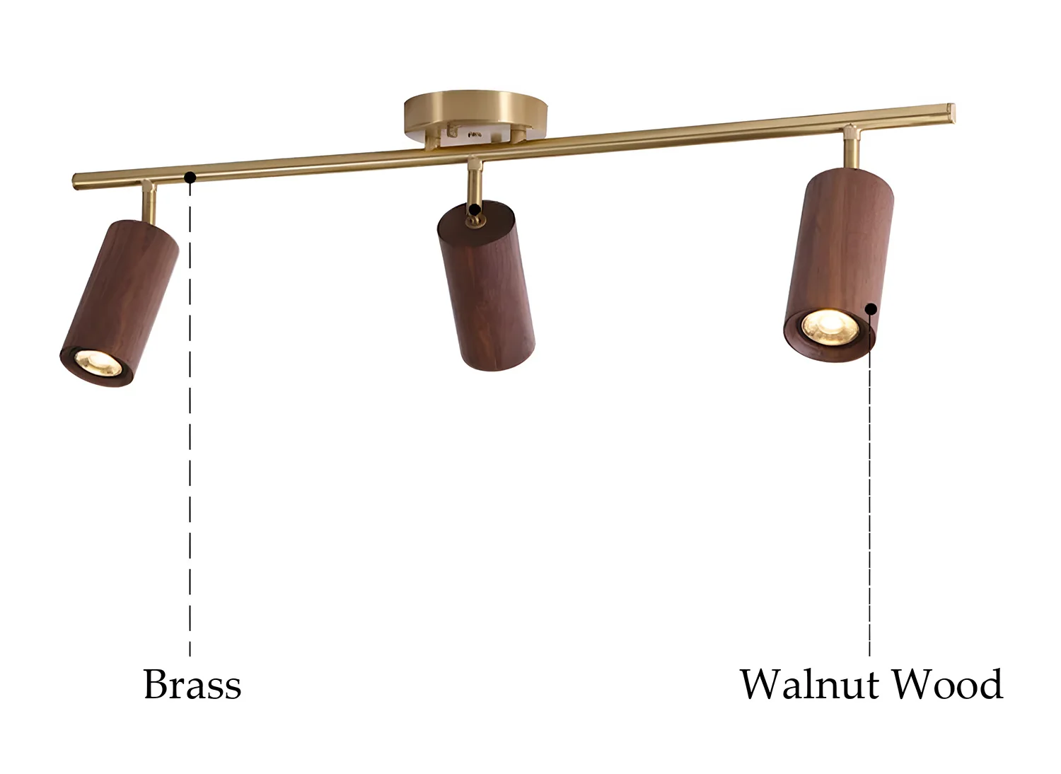Walnut Wood Brass Spotlight 5